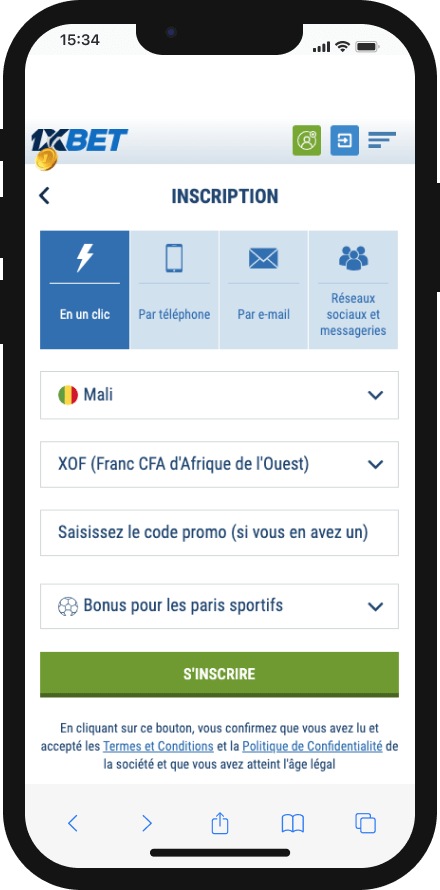 ouvrir un compte sur 1xbet mobile